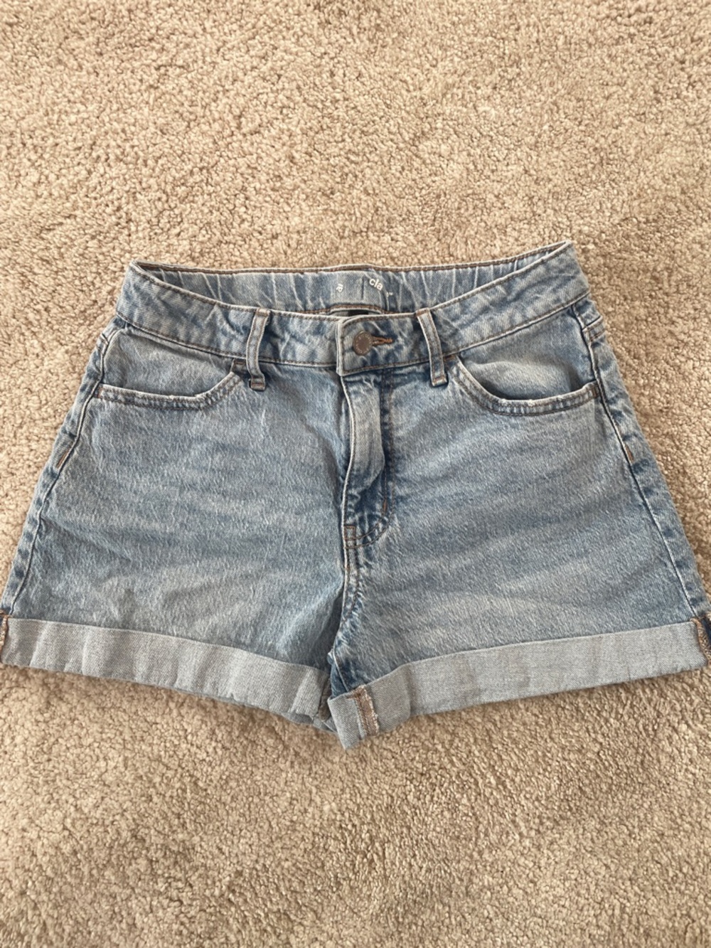 Light Blue Denim girls Rolled Hem Shorts